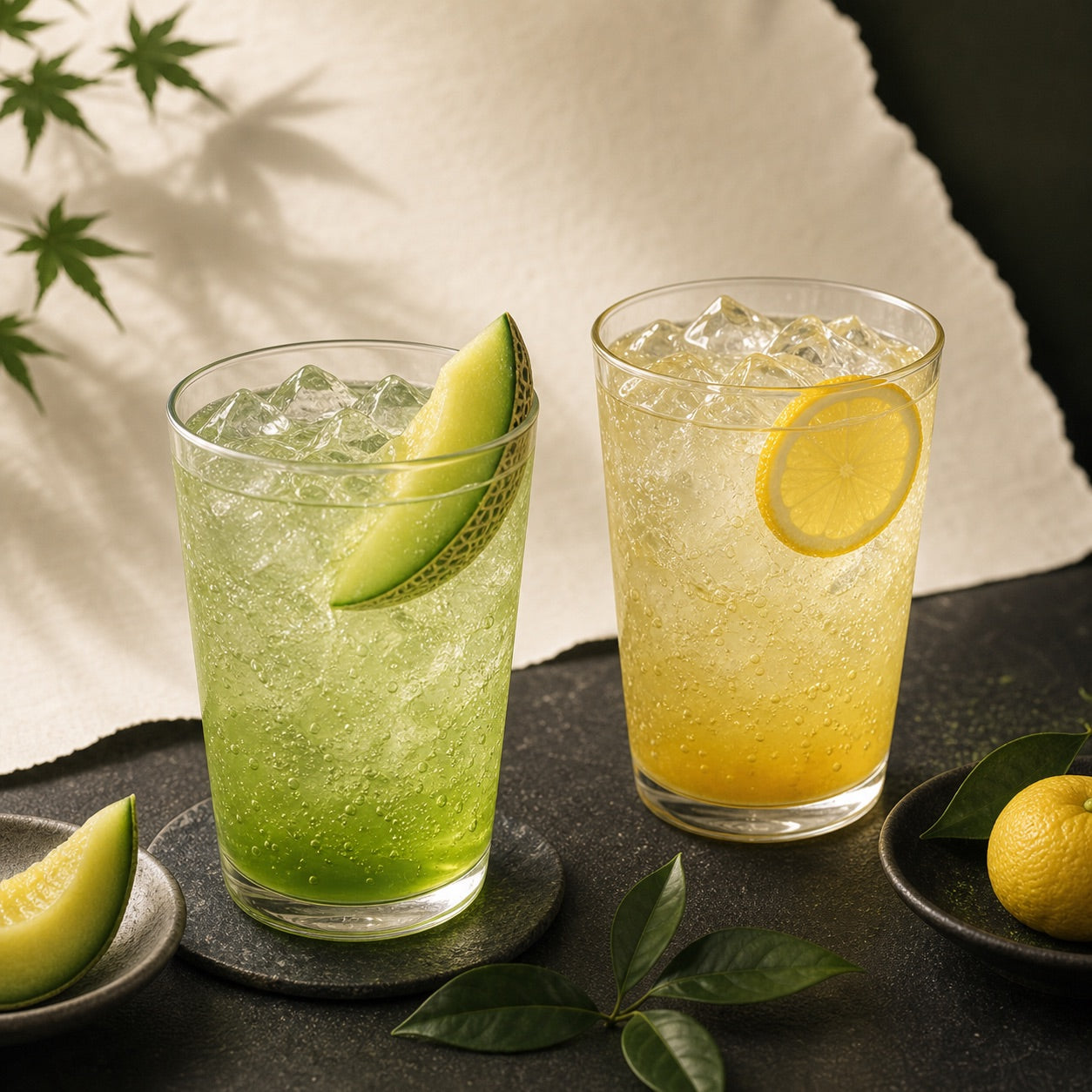 Yuzu soda and melon soda
